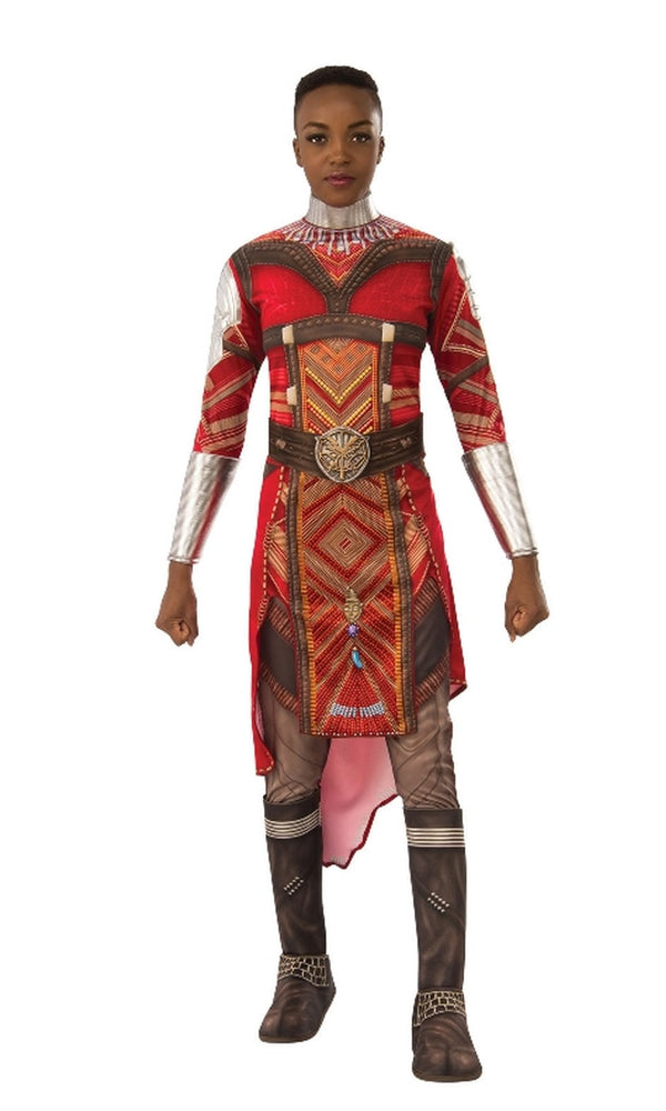 Black Panther Dora Milaje Okoye printed dress with attached gauntlets and printed pants