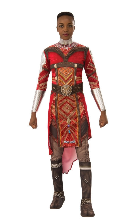 Black Panther Dora Milaje Okoye printed dress with attached gauntlets and printed pants