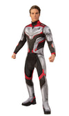 Unisex Avengers Team suit costume in silver and red, worn by men