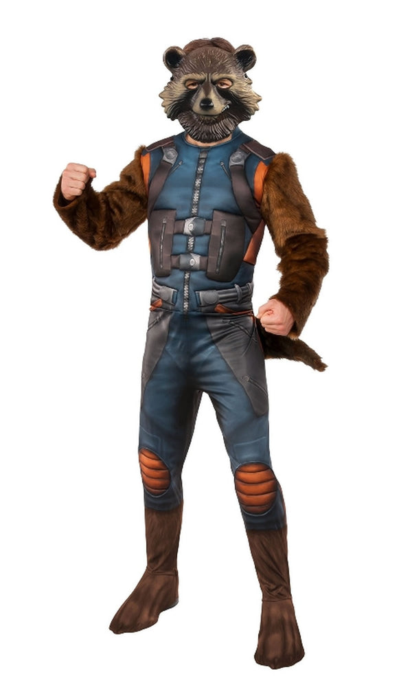 Rocket Raccoon jumpsuit costume with plastic face mask