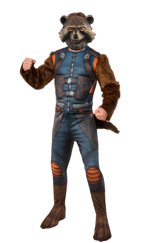 Rocket Raccoon jumpsuit costume with plastic face mask