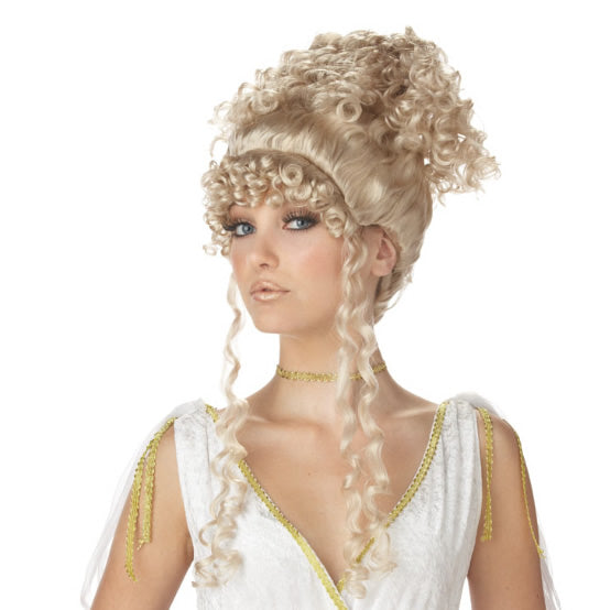 Long blonde Athenian wig with curls