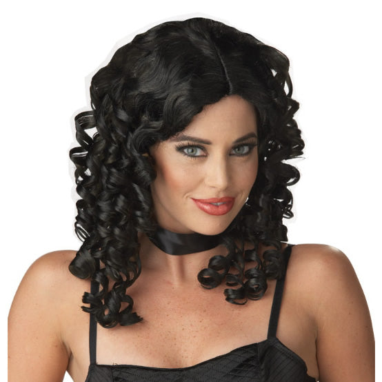 Long black curly wig