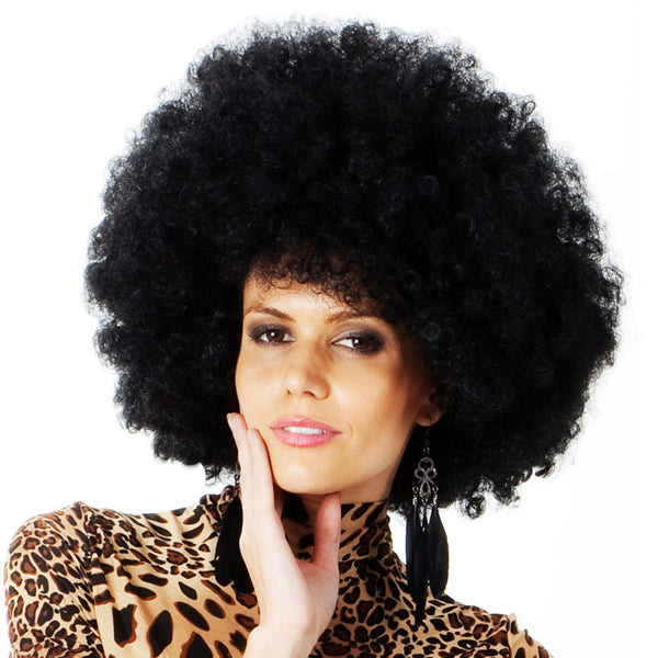 70s jumbo black afro wig shown on female