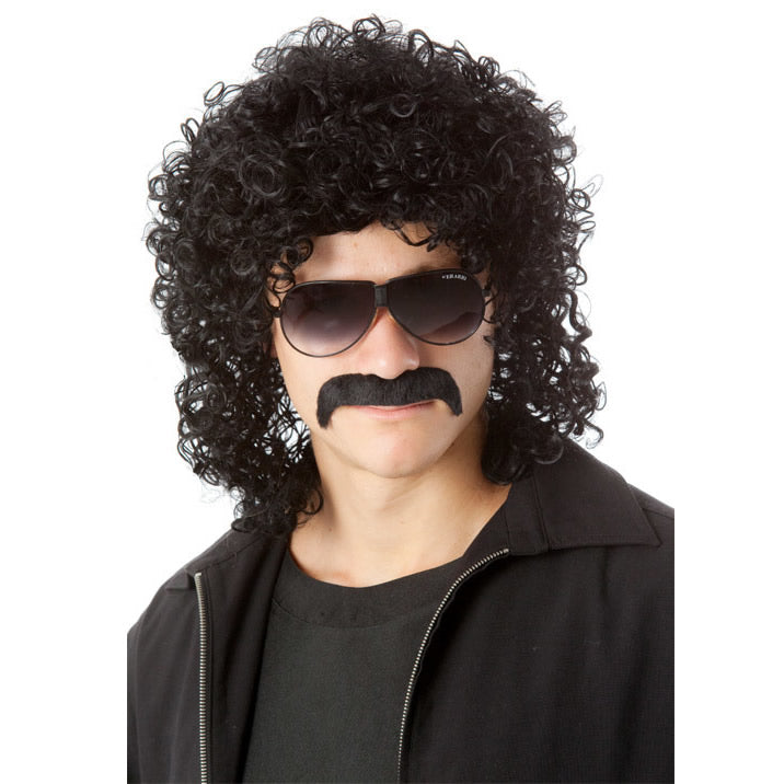 1980s black man perm wig and tash