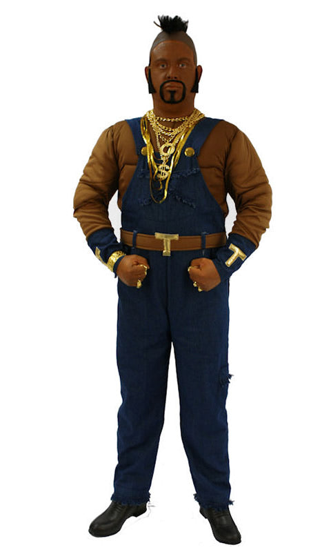 Mr T dungaree costume with muscle top and Mohican wig