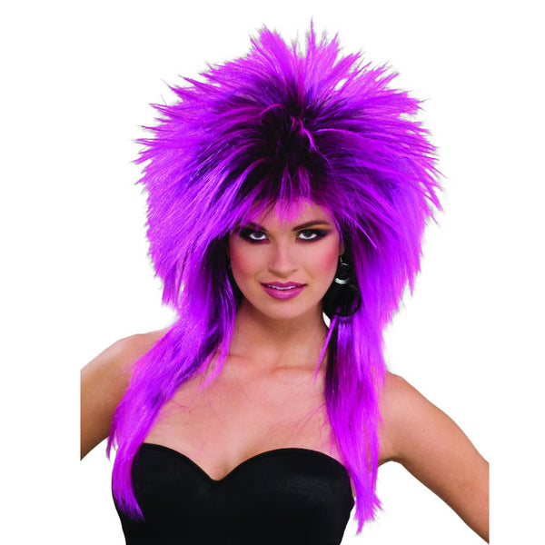 Long spikey purple 80s wig