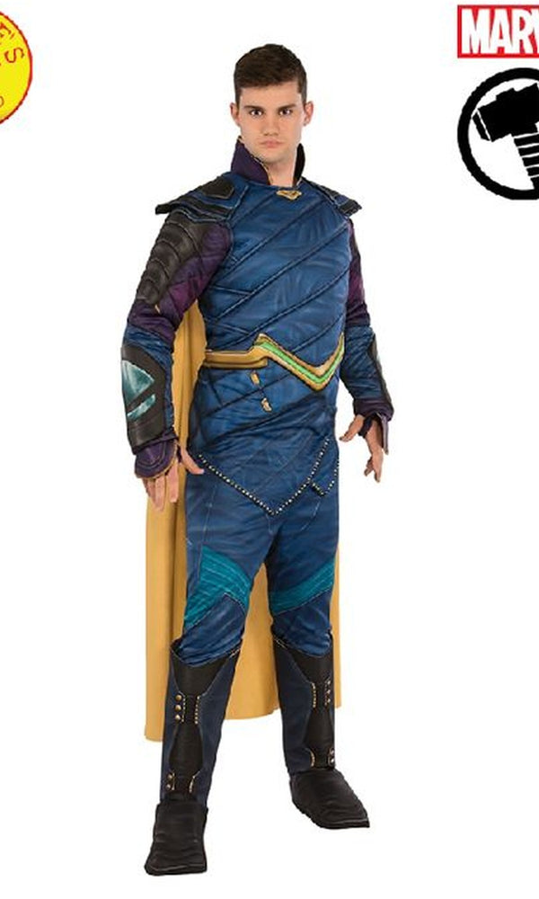 Printed armour padded top with cape, and pants with boot tops