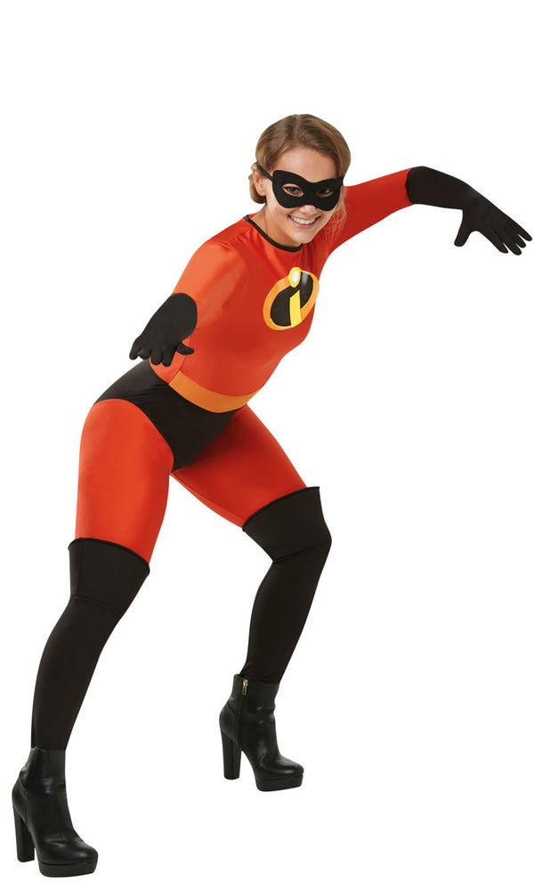 Black and red Mrs Incredible jumpsuit with mask and gloves