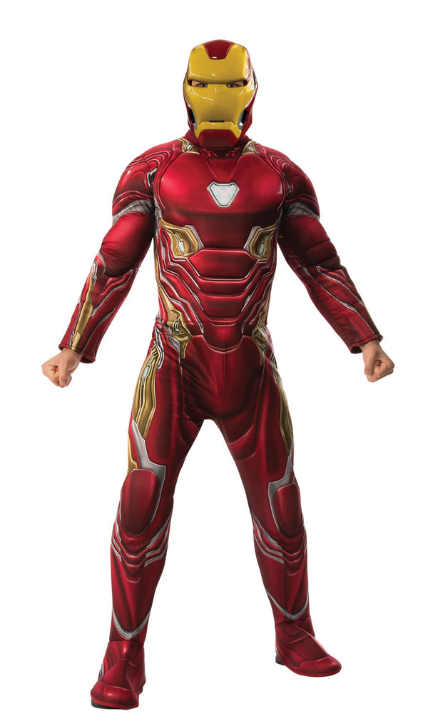 Red soft padded Iron Man costume jumpsuit with front helmet