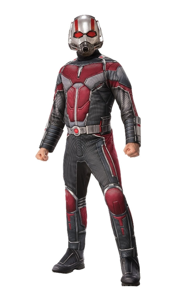 Ant Man jumpsuit costume with front mask and boot tops