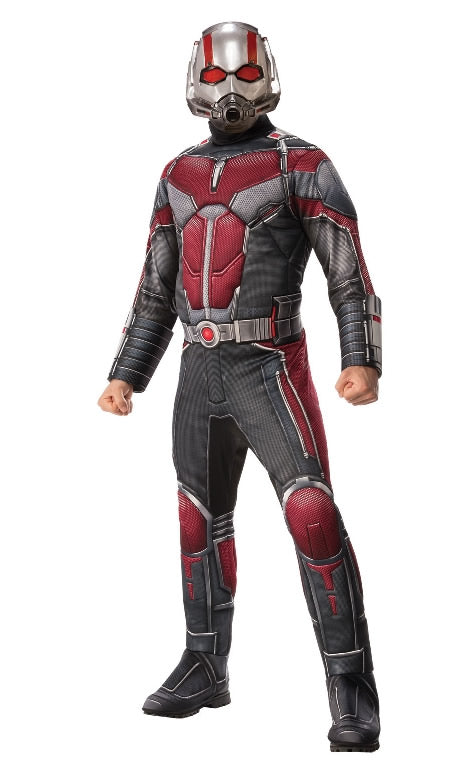 Ant Man jumpsuit costume with front mask and boot tops