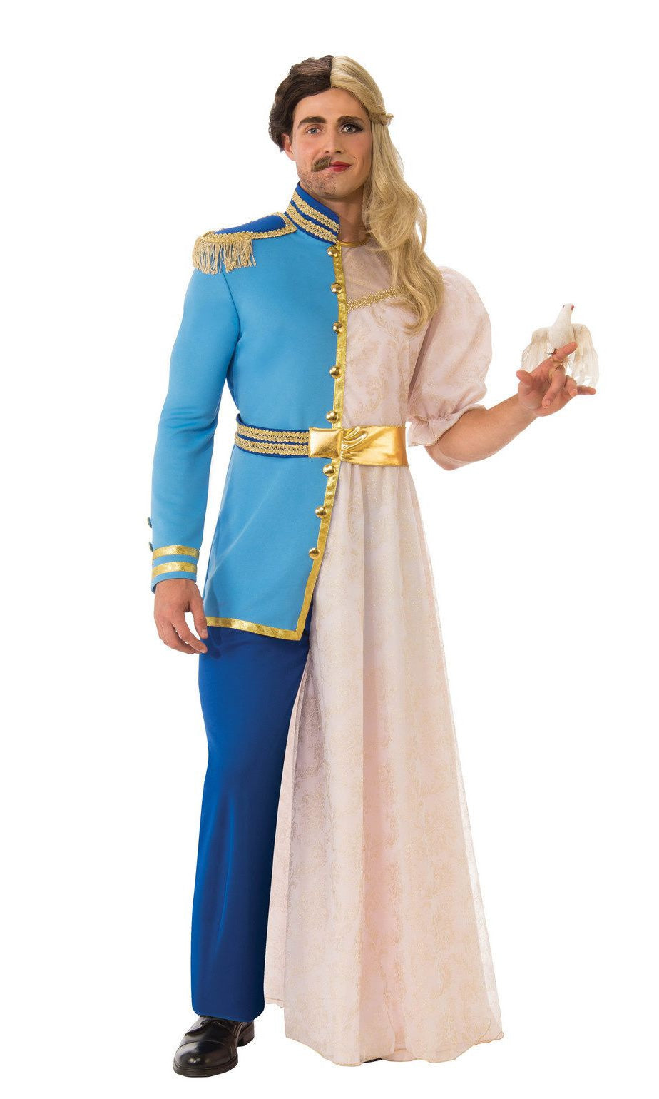 Funny prince and princess combined costume with wig