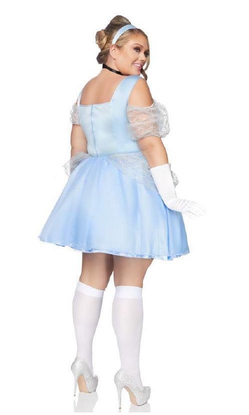 Back of plus size Cinderella dress with choker and headband