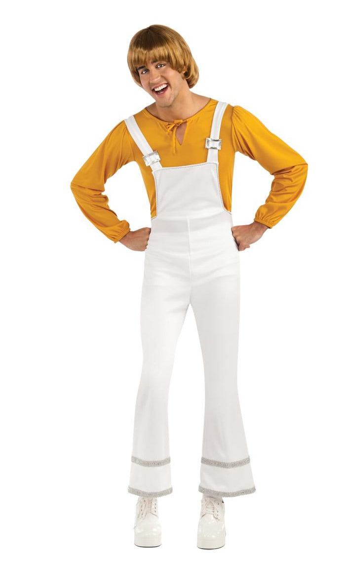 Mustard shirt and white dungarees Bjorn Abba costume