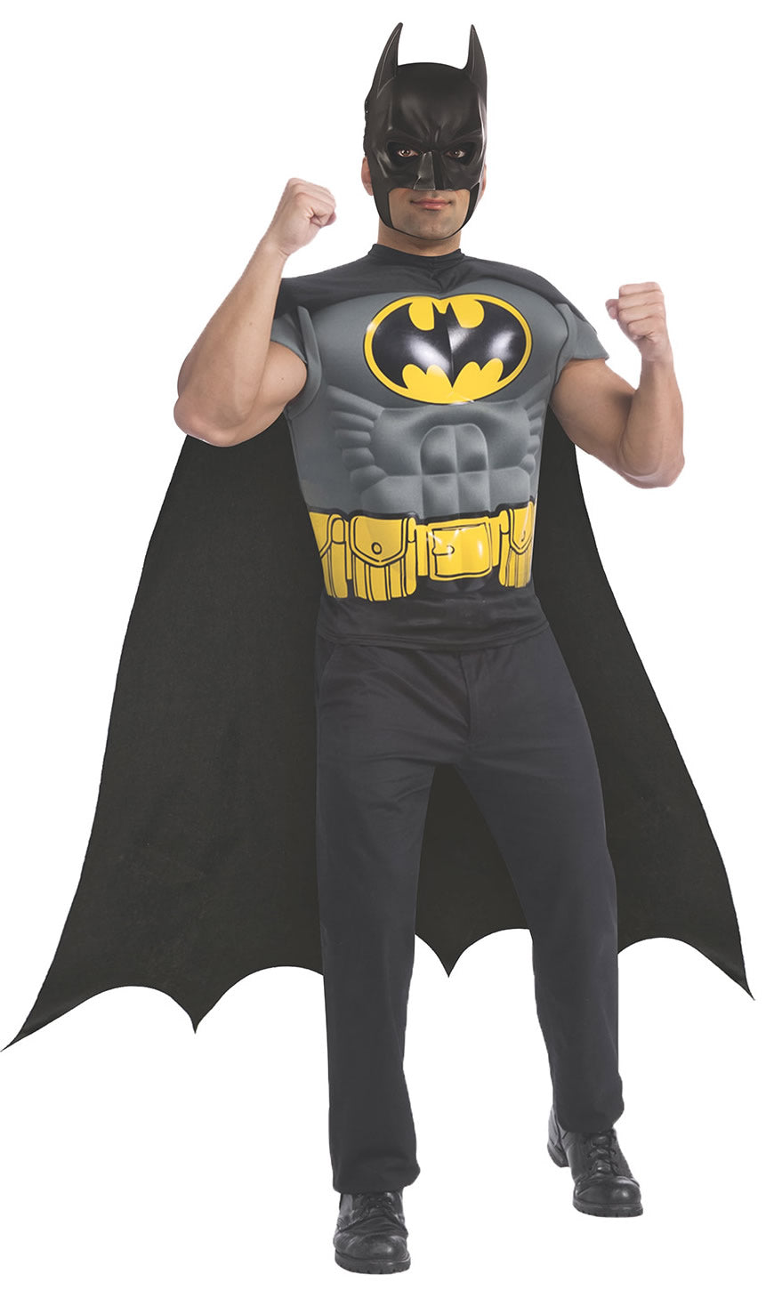 Batman muscle chest shirt with cape and mask