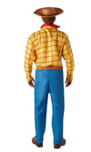 Back of Woody Toy Story costume with hat and red scarf