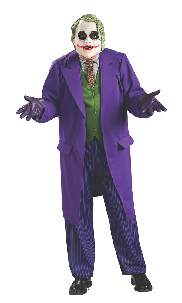 Classic purple Joker costume with green vest front and half mask