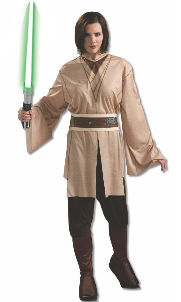 Jedi Knight female costume with tunic, belt, pants and attached boot covers
