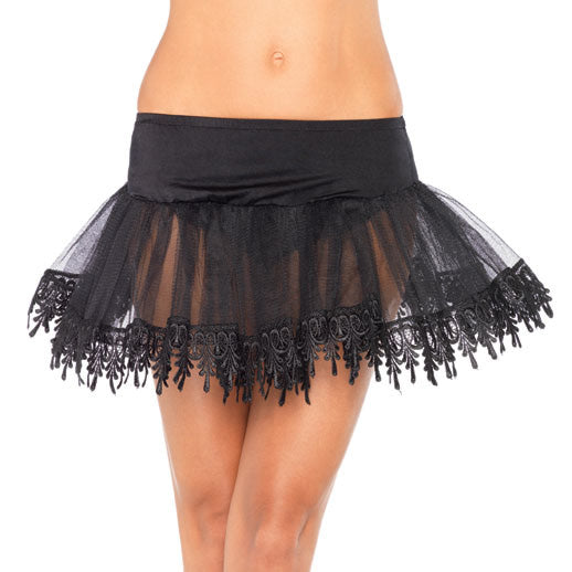 Short black lace petticoat with teardrops