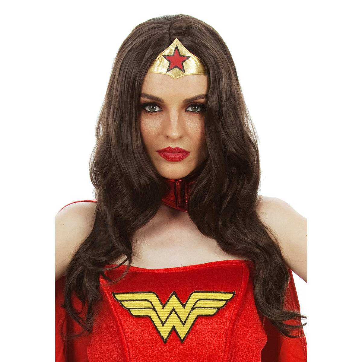 Long brown Wonder Woman wig