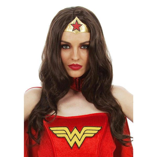 Long brown Wonder Woman wig