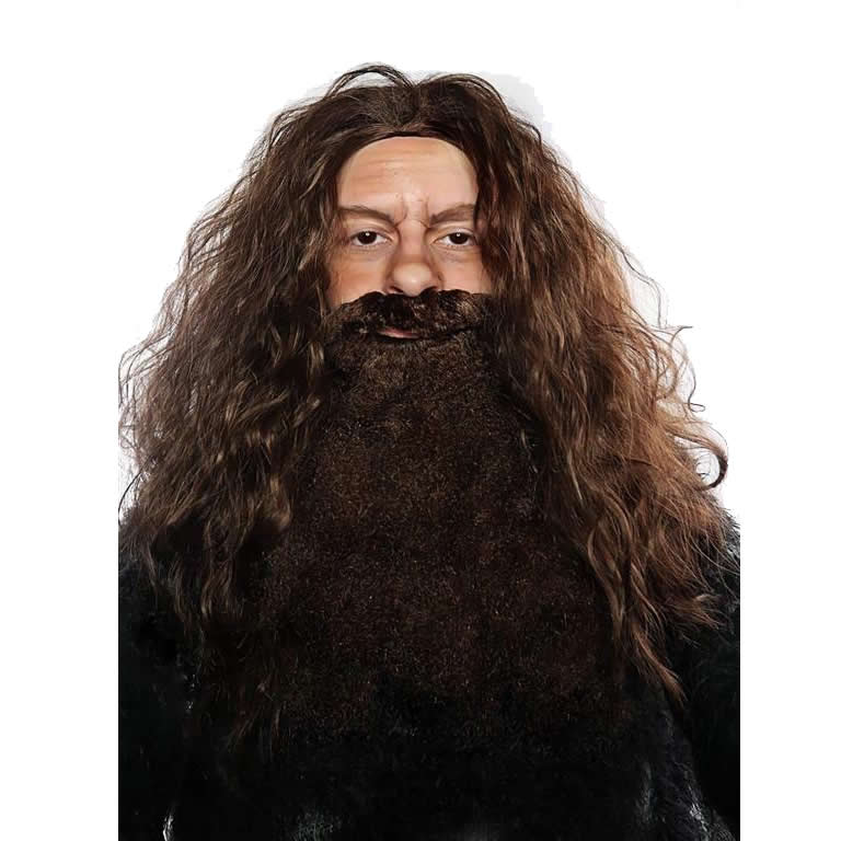 Long brown Hagrid wig and beard