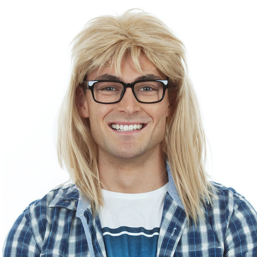 Alternate Garth Algar from Wayne's World styled blonde wig with glasses