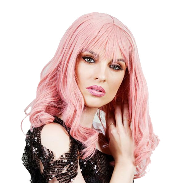 Long pink wig with gentle curls