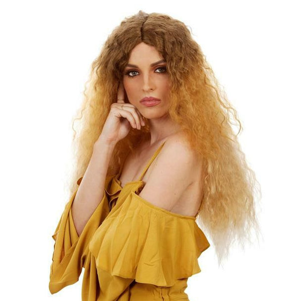 Long light brown frizzy Beyonce styled wig