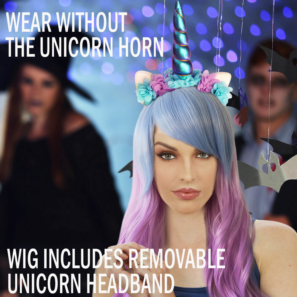 Buy Unicorn Beauty Wig with Horn Headband Pink Purple Blue
