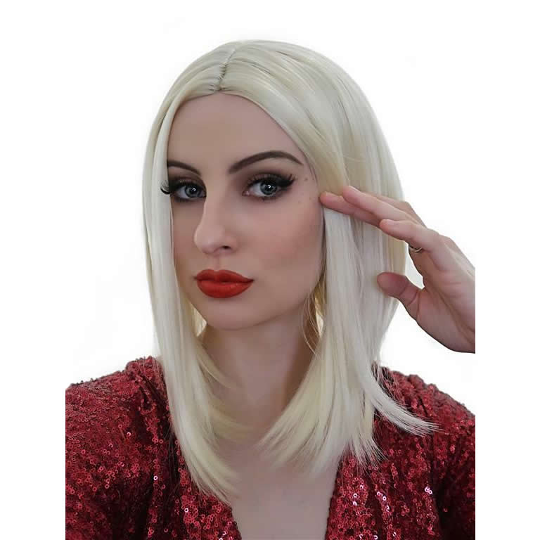 Long blonde bob style wig alternate view