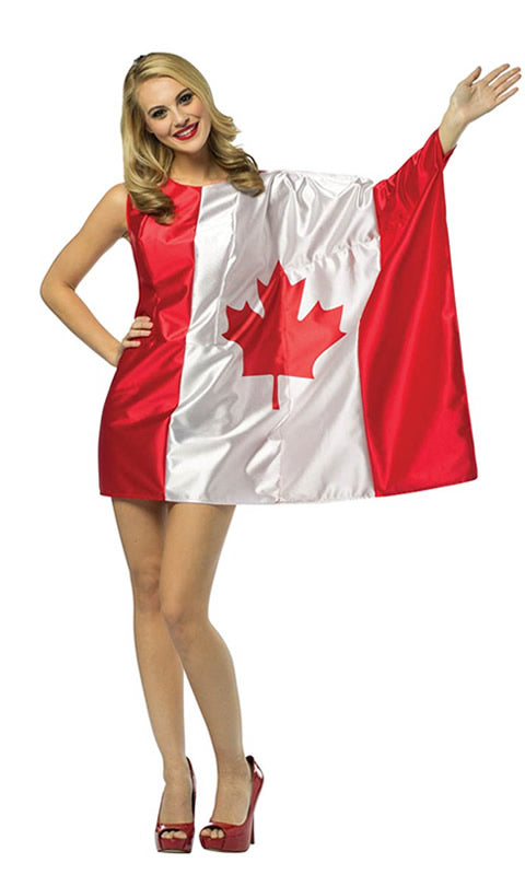Red and white Canadian flag dress