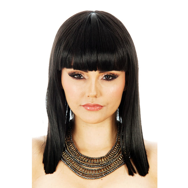 Cleopatra black wig with straight fringe