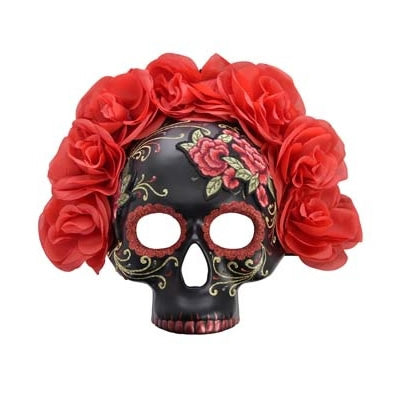 Day of the dead floral mask with embroidered flowers