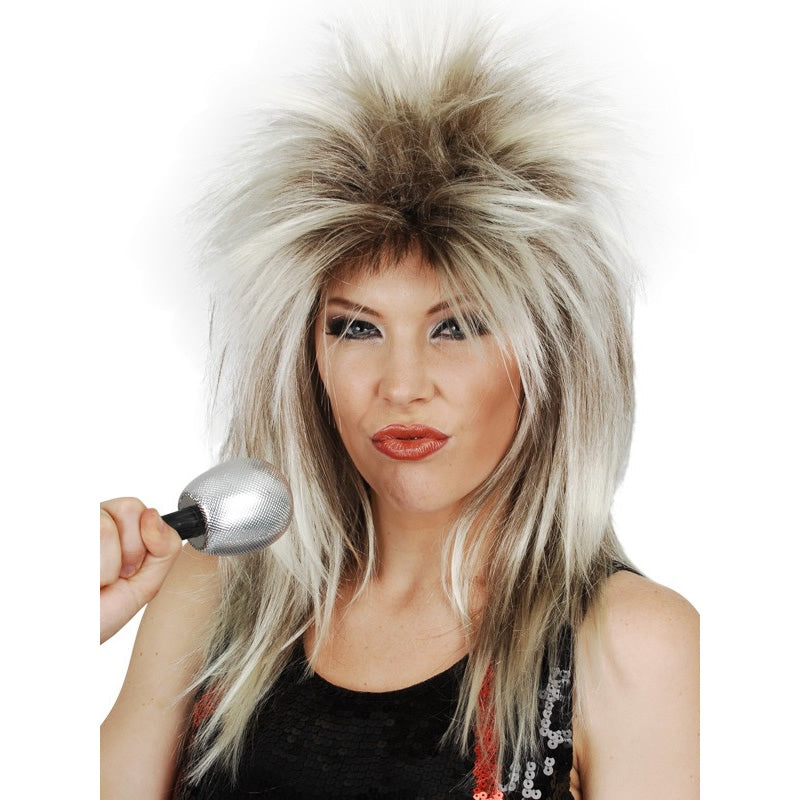 Tina Turner blonde and brown mullet wig
