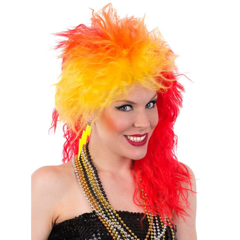 Red, orange and yellow Cyndi Lauper wig