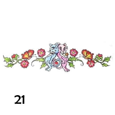 Temporary tattoo of two cats in flowers