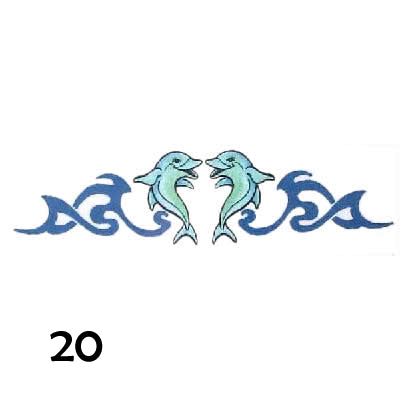 Temporary tattoo of two dolphins in waves