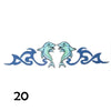 Temporary tattoo of two dolphins in waves