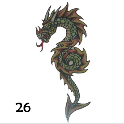 Temporary tattoo of adragon with horns