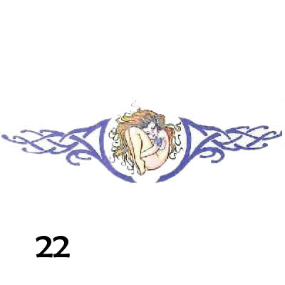 Temporary tattoo of girl curled up surrounded by a branch like design