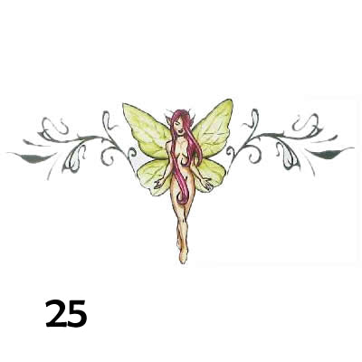 Temporary tattoo of a pixie with wings and red hair