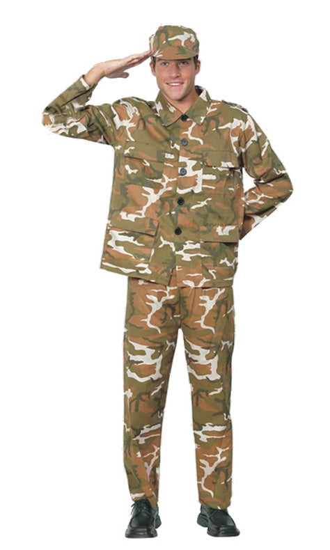 Camouflage long sleeved army officer costume with hat