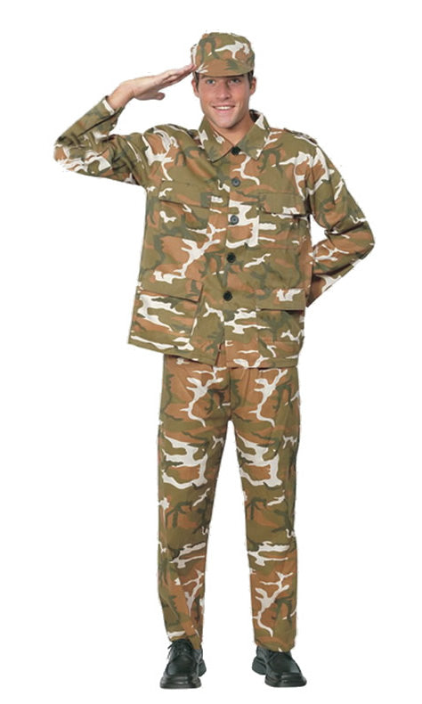 Camouflage long sleeved army officer costume with hat