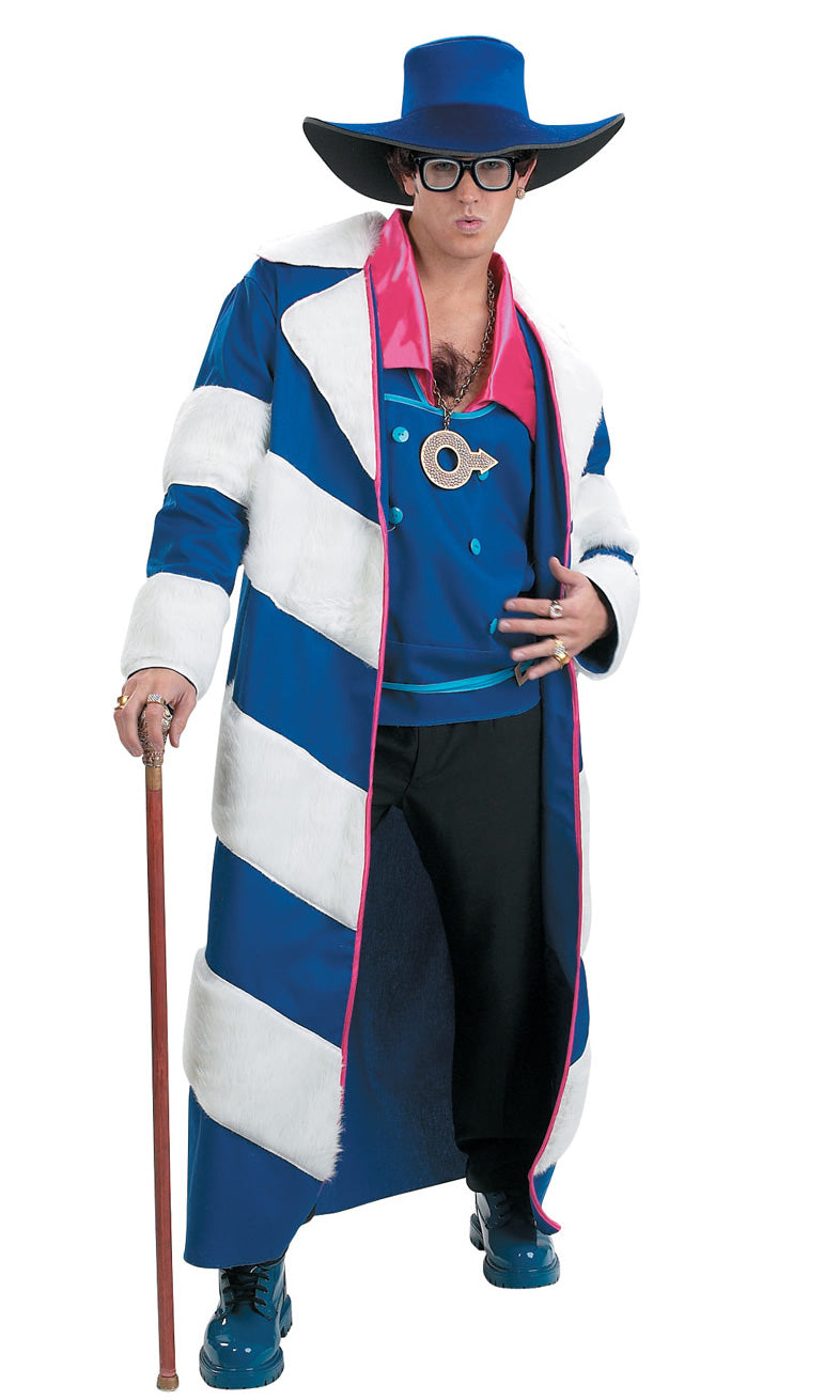 Austin Powers blue and white striped costume jacket with hat
