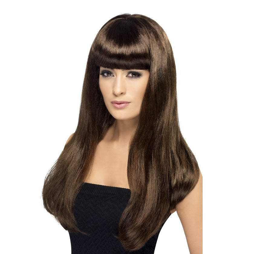Long straight brown wig