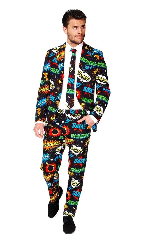 Badaboom comic pow suit with tie