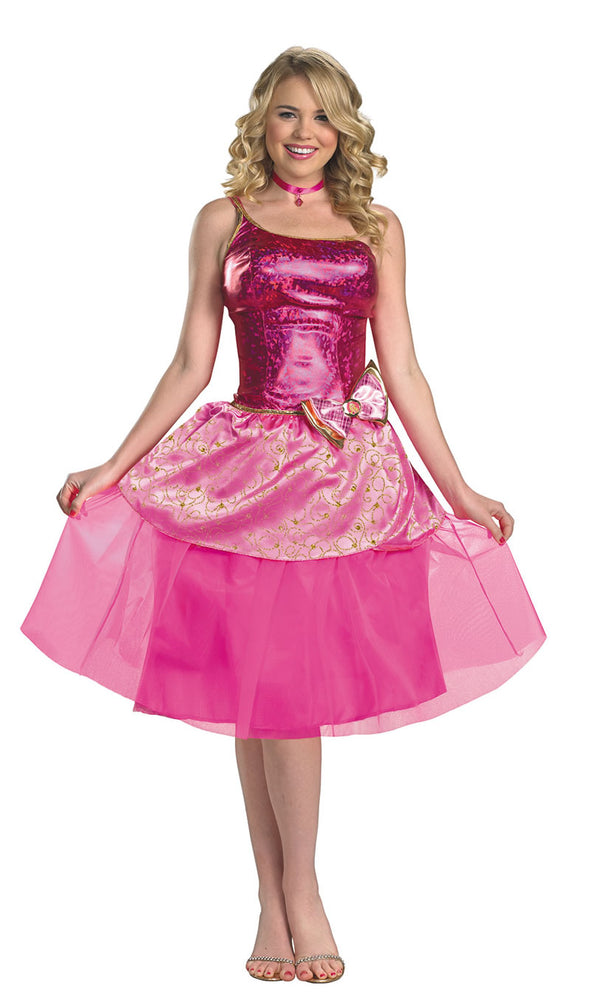 Pink Barbie one shoulder princess dress with choker