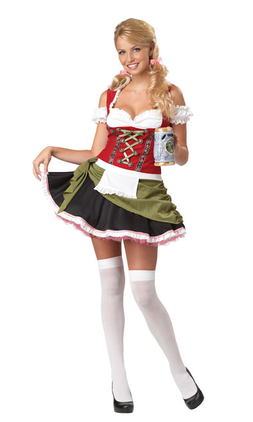 Short red, green and black Bavarian dress with petticoat